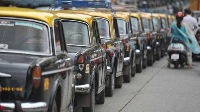 'black and yellow Padmini taxis