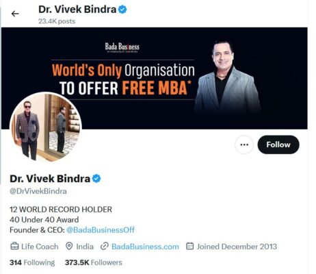 Vivek Bindra followers