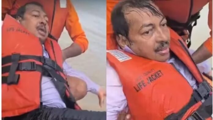 Viral Video: ગયા હતા પૂરની સમીક્ષા કરવા, પોતે જ ગંગામાં પલટી ગયા, વીડિયો થયો વાયરલ