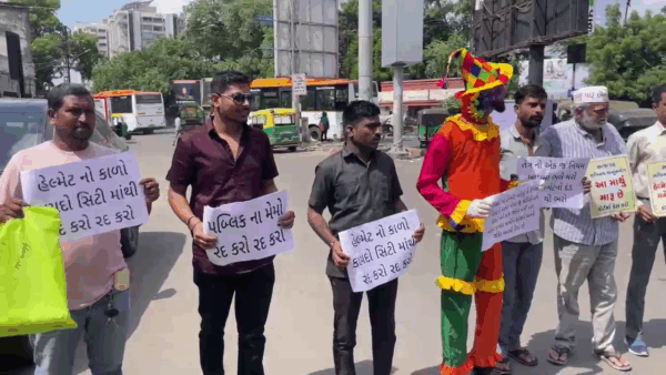 જોકર બનીને હેલ્મેટનો વિરોધ #helmet #trafficpolice #jokerhelmet #gujarat #police