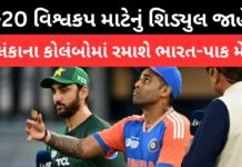 T20 world cup 2026 નું શિડ્યુલ જાહેર , અમદાવાદમાં રમાશે ફાઇનલ , ભારત –પાકની મેચ શ્રીલંકામાં રમાશે T20 world cup 2026