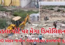 Mega Demolition at Kandla Port:250 કરોડની જમીન ખુલ્લી, કંડલા પોર્ટ વિસ્તારની સુરક્ષા માટે તંત્રની કડક કાર્યવાહી Mega Demolition
