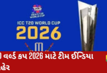 T20 World Cup 2026:T20 વર્લ્ડ કપ 2026 માટે ટીમ ઈન્ડિયા જાહેર T20 World Cup