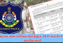 Gujarat Police Transfer Update: અમદાવાદ ગ્રામ્યમાં 19 PI અને 41 PSIની આંતરિક બદલી, SPનો હુકમ Transfer Update