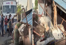 Vadodara Accident: સમામાં લક્ઝરી બસની ટક્કરથી મંદિરનો શેડ ધરાશાયી, પૂજા કરી રહેલી મહિલાનો ચમત્કારિક બચાવ Vadodara Accident