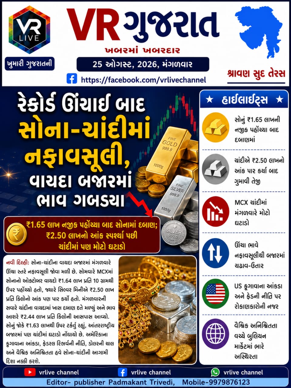 Gujarati E PAPER VR LIVE GUJARAT 25-08-2026 GUJARATI #EPAPER #GUJARAT #GUJARATI