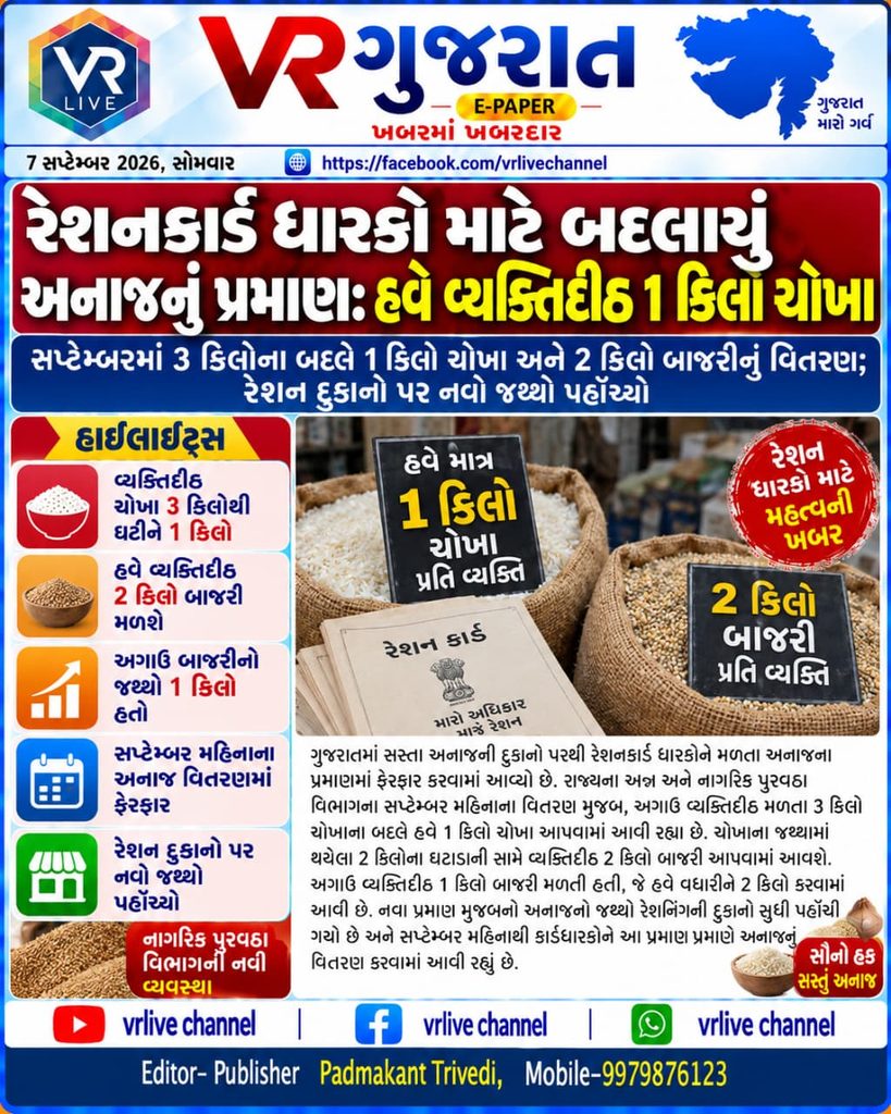 Rice Reduced; Bajra Increased