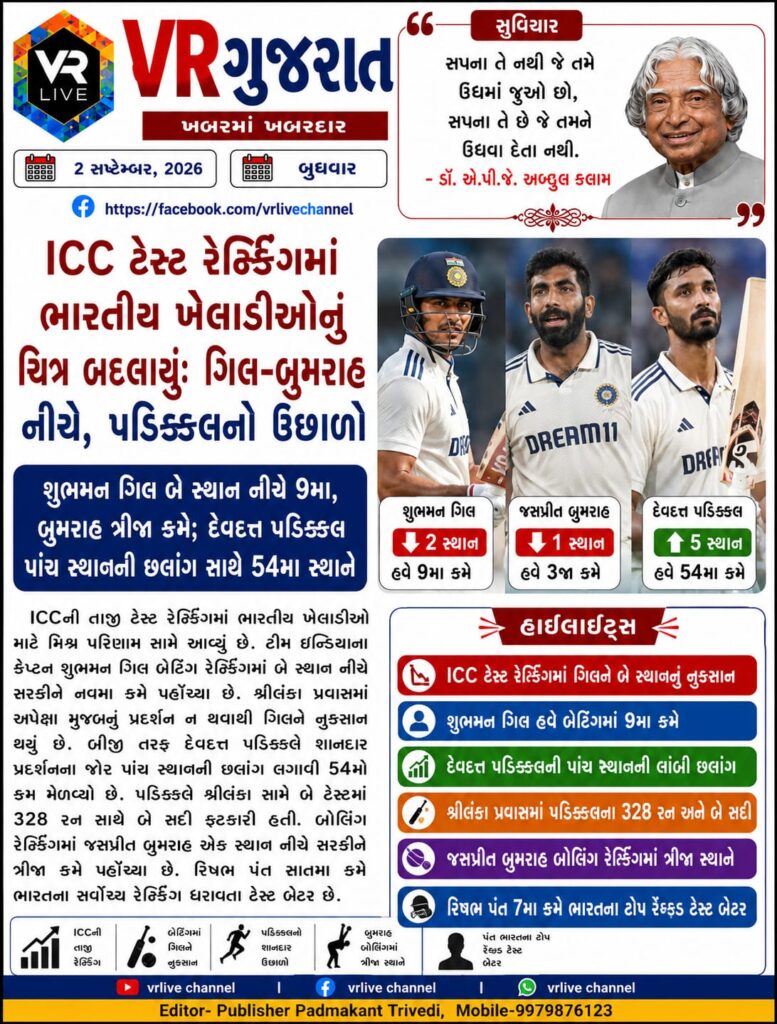 News Gujarati E PAPER VR LIVE GUJARAT 02-09-2026 GUJARATI #EPAPER #GUJARAT #GUJARATI