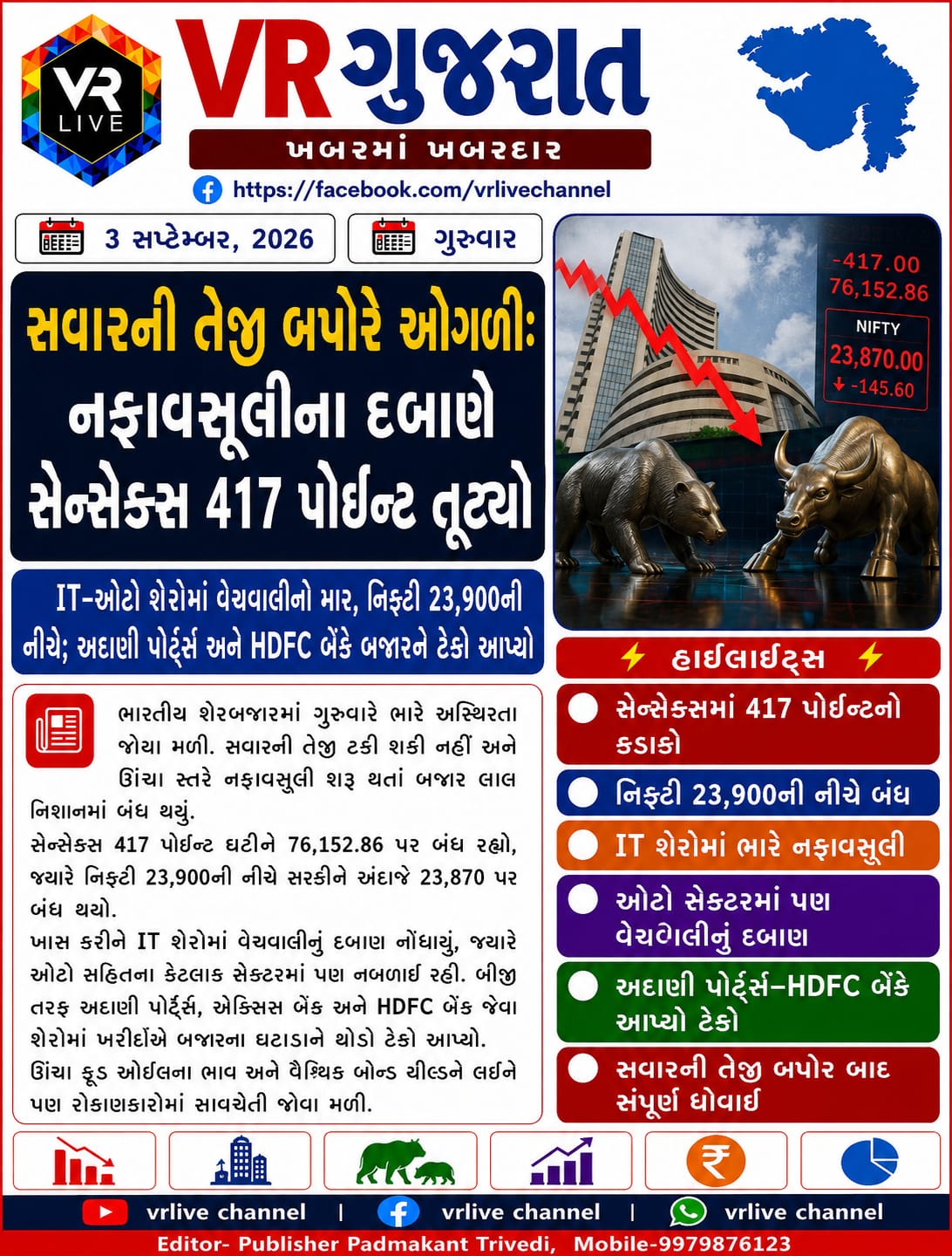 News Gujarati E PAPER VR LIVE GUJARAT 03-09-2026 GUJARATI #EPAPER #GUJARAT #GUJARATI