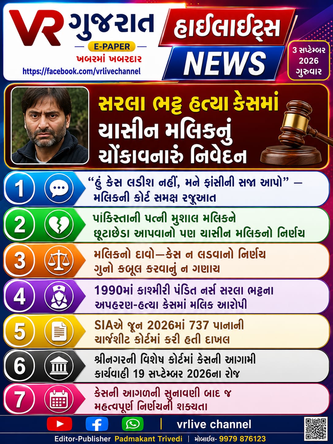 News Gujarati E PAPER VR LIVE GUJARAT 03-09-2026 GUJARATI #EPAPER #GUJARAT #GUJARATI